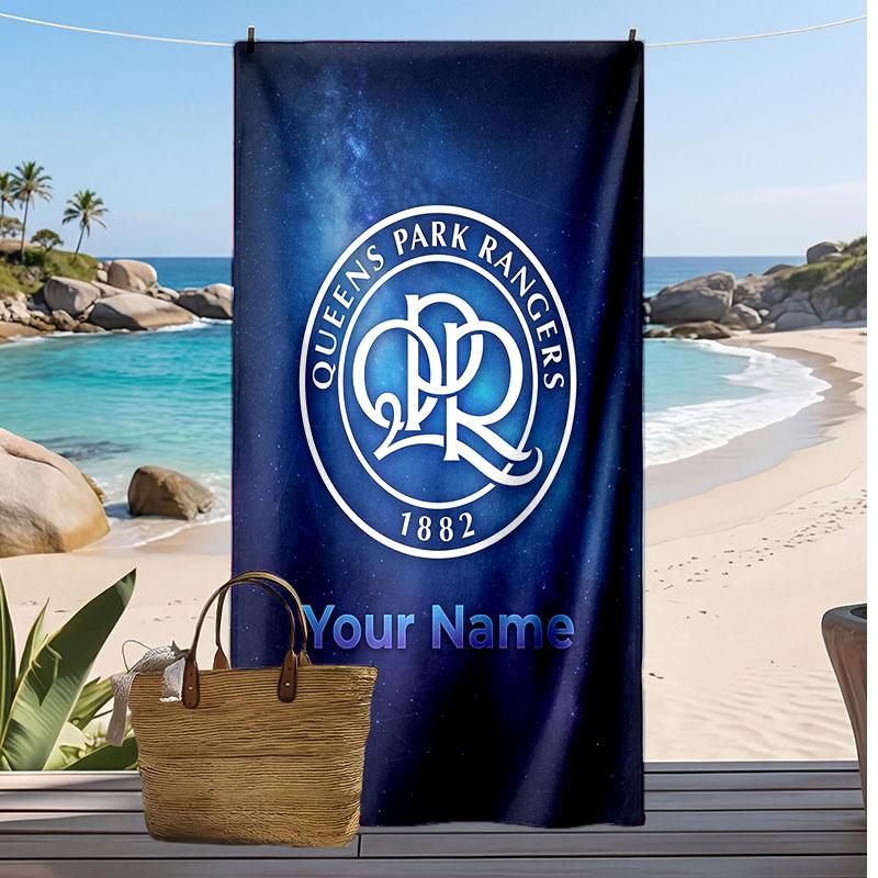 Queens Park Rangers FC Personalized Printed Beach Towel Soccer Logo Support Custom Name Text Absorbent Towel For Sport Travel Special Gift