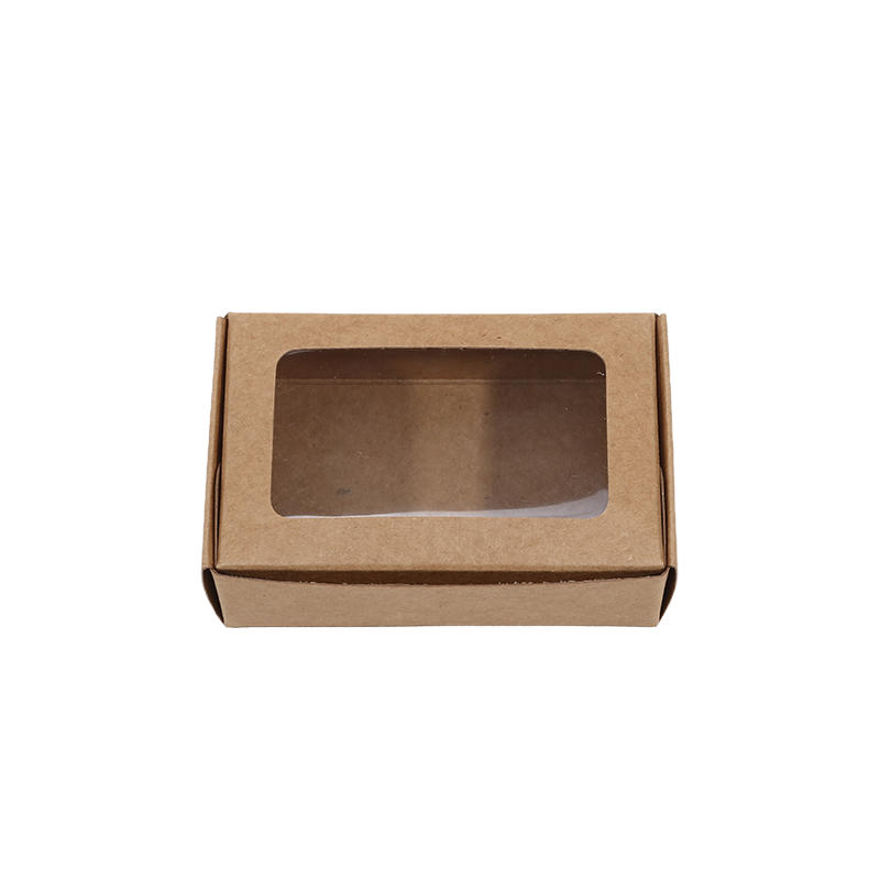 25PCS Kraft Paper Box With Clear Window Homemade Boxes Presents Packaging Boxes For Cookies Packaging Candy Box Birthday Gift