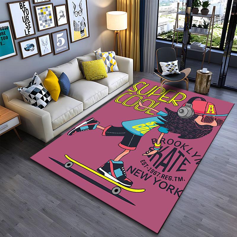"Skateboarding Super Cool Style" suitable as a non-slip mat for the living room or bedroom sofa