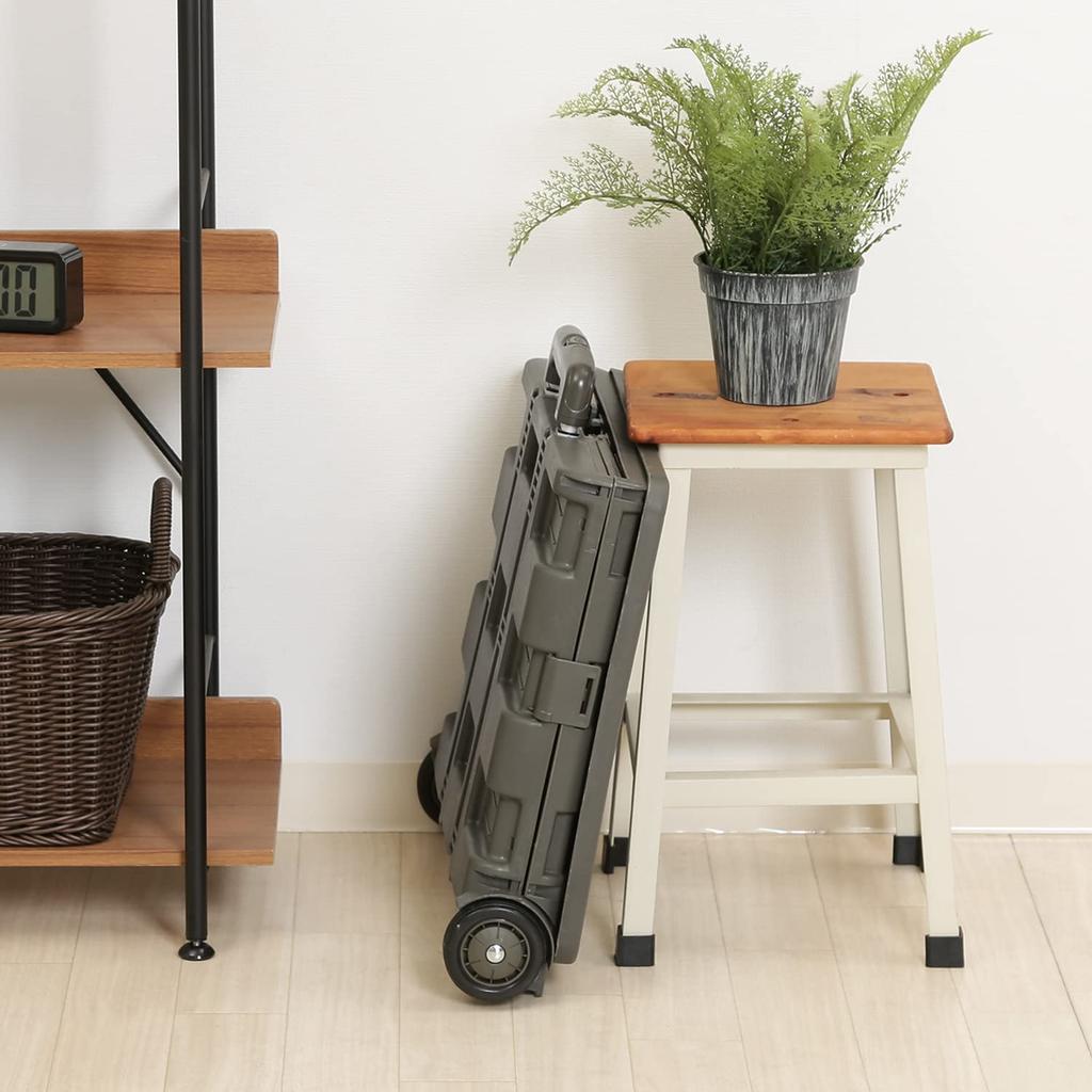 Fuji Boeki Carry Cart Folding Shopping Cart Width 45 X Depth 38 X Height 99cm Khaki Outdoor Compact with Lid Load Capacity 30kg 86442