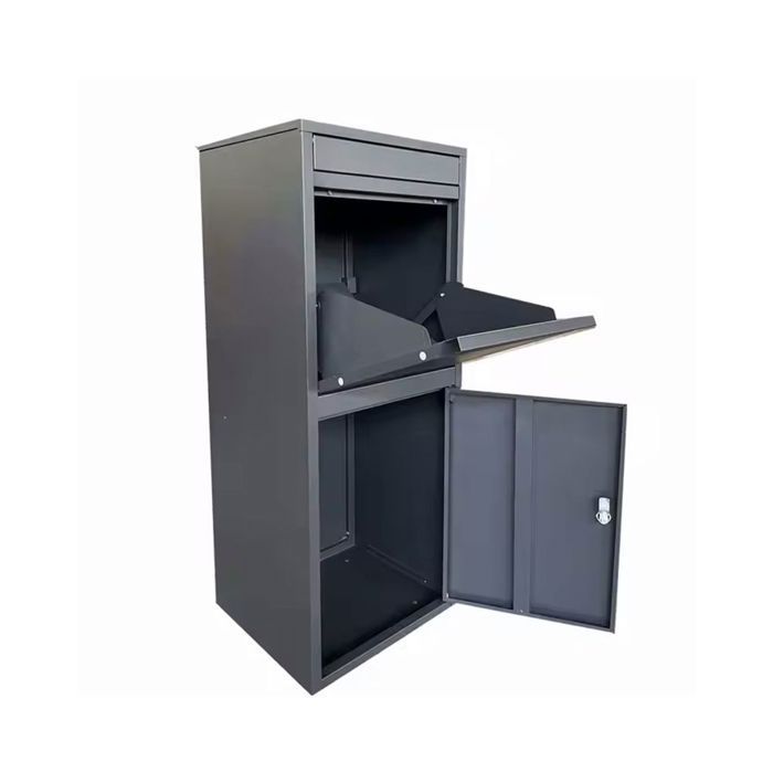 Boîte à colis avec boîte aux lettres - Divit PB3 - Noire - Verrou antivol &amp; porte verrouillable - Accepte colis 38×21×28 cm