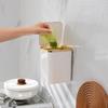 Mini Cute Press-Type Pop-Up Lid Desktop Trash Can, Wall-Mountable, Simple Square Design