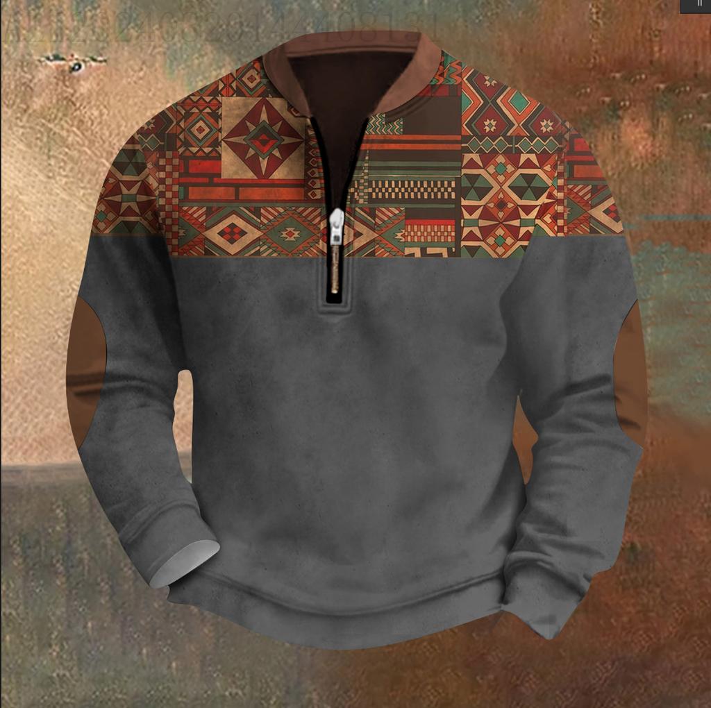 Мужская повседневная толстовка в стиле ретро с градиентным принтом