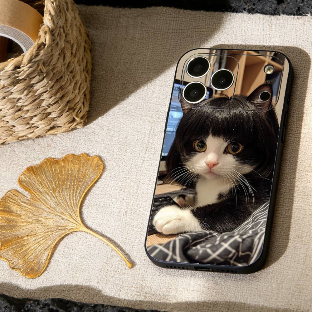 Смешной чехол для телефона с изображением домашних кошек для iPhone 17, 16, 15, 14, 13, 12, 11 X XR Plus, Другие Мягкая черная крышка