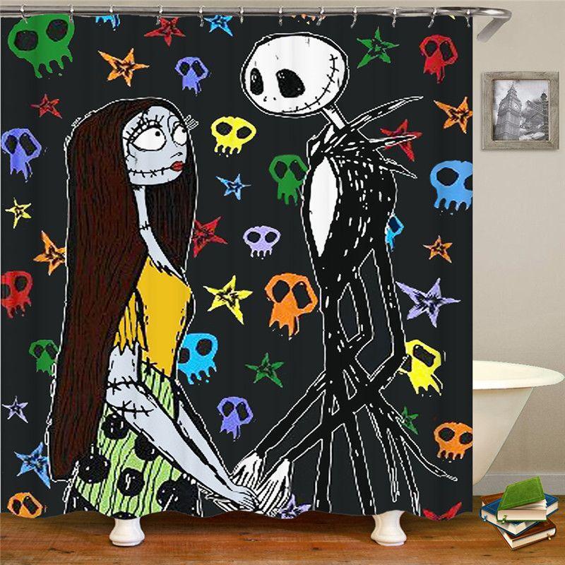Soft And Comfortable The Nightmare Before Christmas Shower Curtain And Mat Set