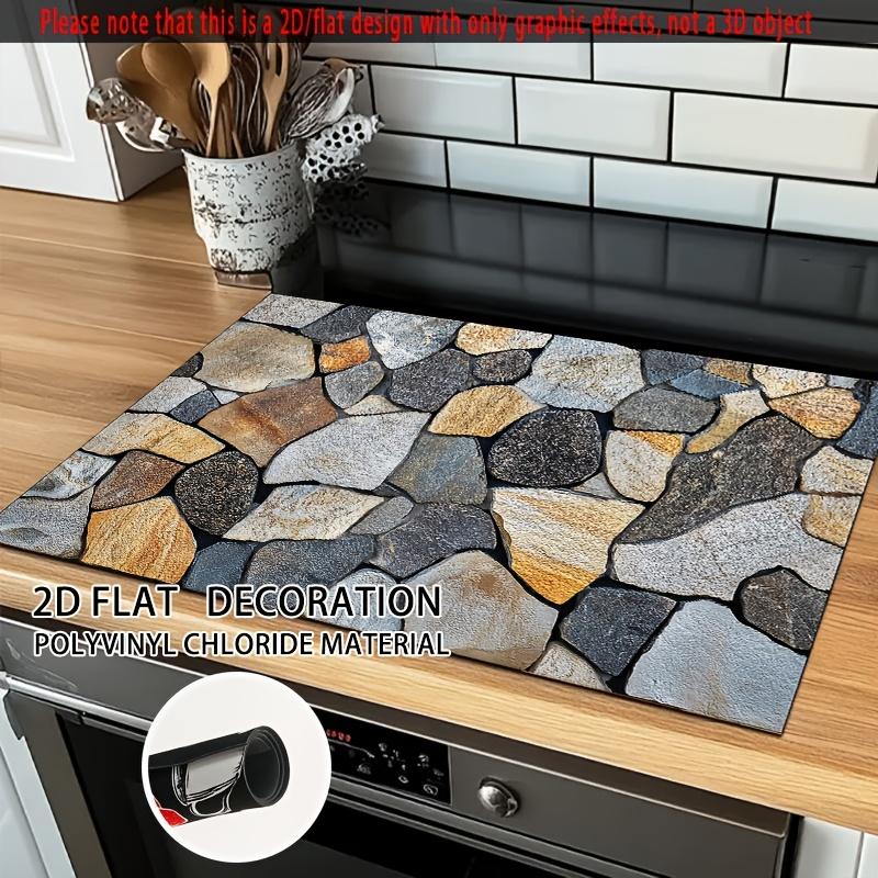 1Pcs Rubber Drying Mat With Stone Pattern Print For Coffee Shop Restaurant Kitchen Carpet Tableware Durable Diatom Mud Table Mat Pet Mat Coffeeware