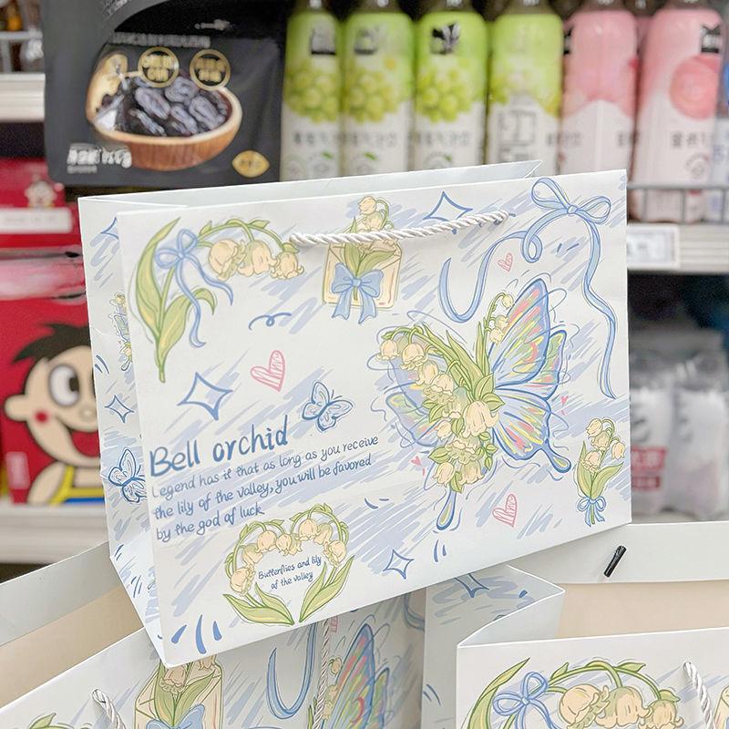 Новый Инс Стиль, Колокольчик Орхидея, Бабочка, Изысканный, Подарочная Упаковка Подарочный Пакет, Утолщенный, Картон, Прочный, Пакет для Ручной Упаковки