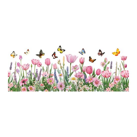 Yousheng 3 Pcs Flower Wall Decals Watercolor Wildflower Grass Butterflies Wall Stickers Peel And Stick Wall Art Decor for Girls Bedroom Living Room