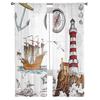 Retro Illustration Lighthouse Sailing Bedroom Transparent Sheer Curtains Holiday Decoration Window Voile Tulle Curtain