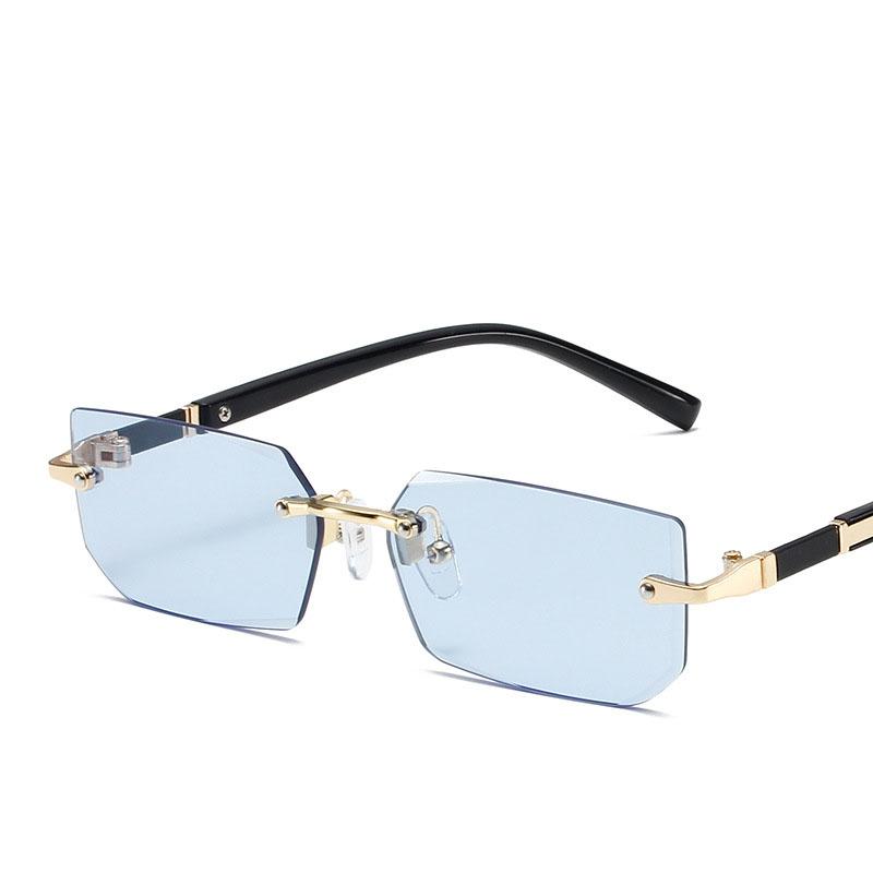 Модные солнцезащитные очки без оправы для мужчин и женщин, модные безрамочные прямоугольные солнцезащитные очки в стиле ретро, ​​летние очки для путешествий UV400