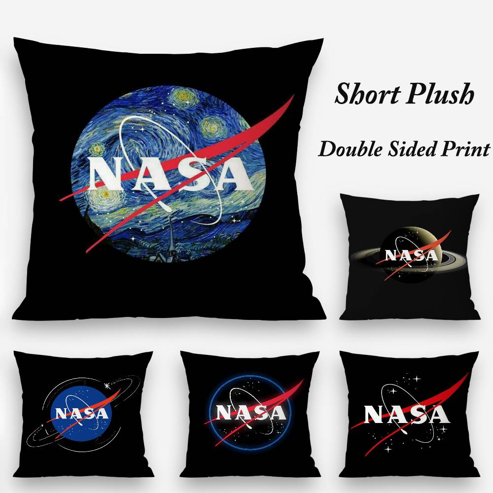 N-Nasa Space Pillow Case Plush Fabric Soft Double Sided Print Sofa Cushion Cover Throw Pillow Covers