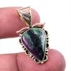 Ruby In Zoisite Lab-Created 925 Sterling Silver Gift Two Tone Pendant 1.25" y4S78