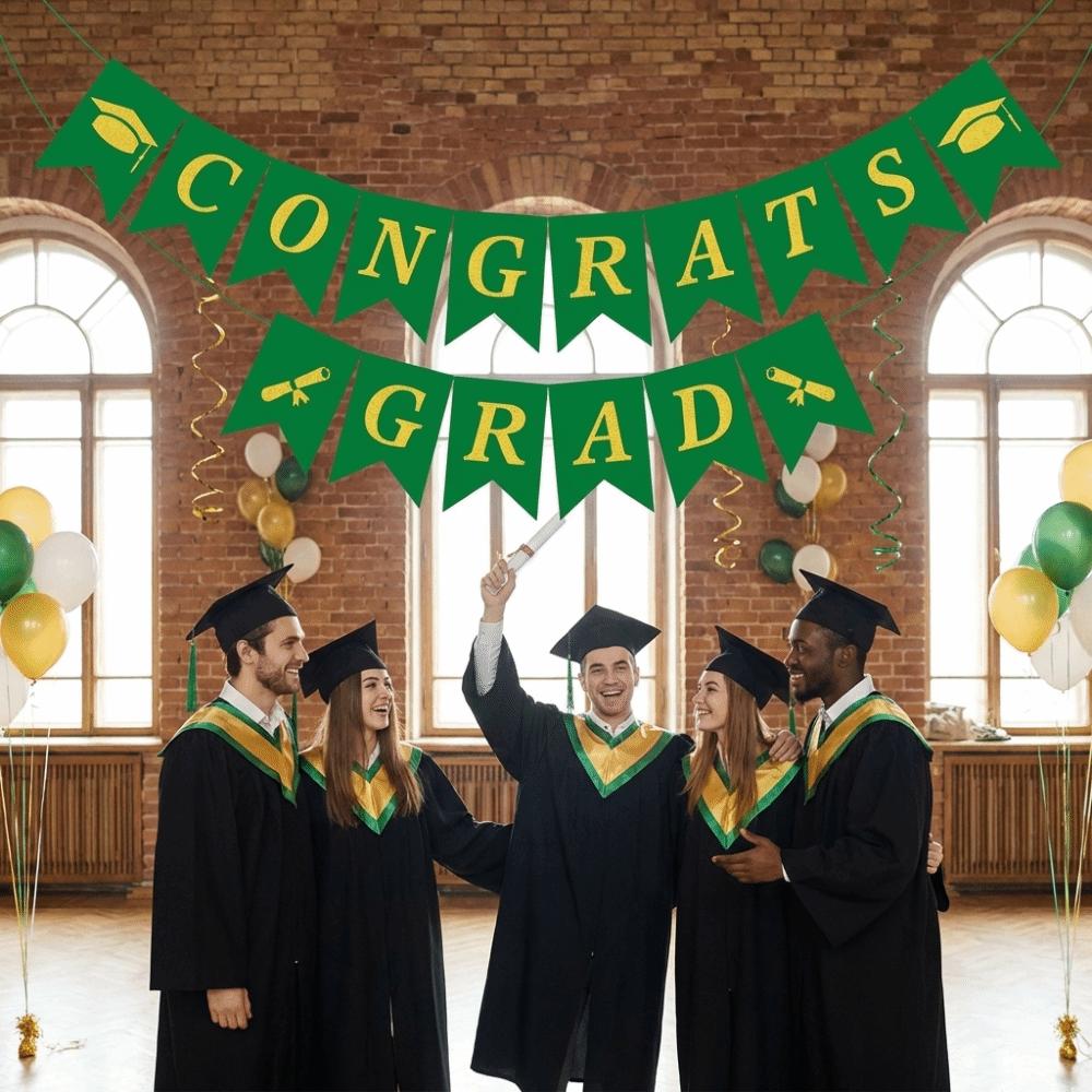 Celebration Graduation Party Banner Reusable Paper Pull Flag Graduation Banner Garland Wall Decor