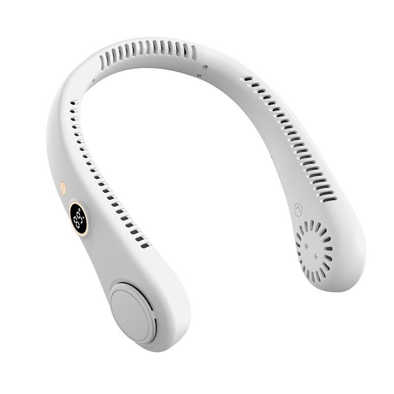 Бесшумный цифровой шейный вентилятор: Безлопастной, Перезаряжаемый через USB, Многоскоростной, Компактный дизайн для занятий спортом на открытом воздухе