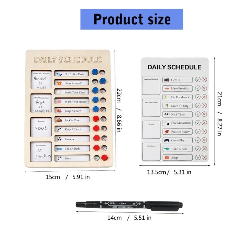 Портативная таблица обязанностей для детей с двусторонними карточками обязанностей и маркером. Деревянная таблица обязанностей. Ежедневный контрольный список для детей.