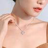 Four-Leaf Clover Diamond Pendant Zircon Necklace with Cross Chain