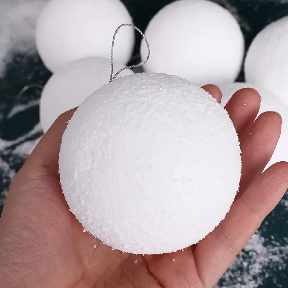 6pcs Round White Foam Christmas Balls 4/6/8CM Xmas Tree Hanging Pendant  New Year Gift