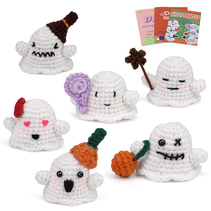 Fenrry Halloween Ghost Family Complete Knitting Hooks Yarn Set with Step-by-Step Video Tutorials Crochet Tool for DIY Craft