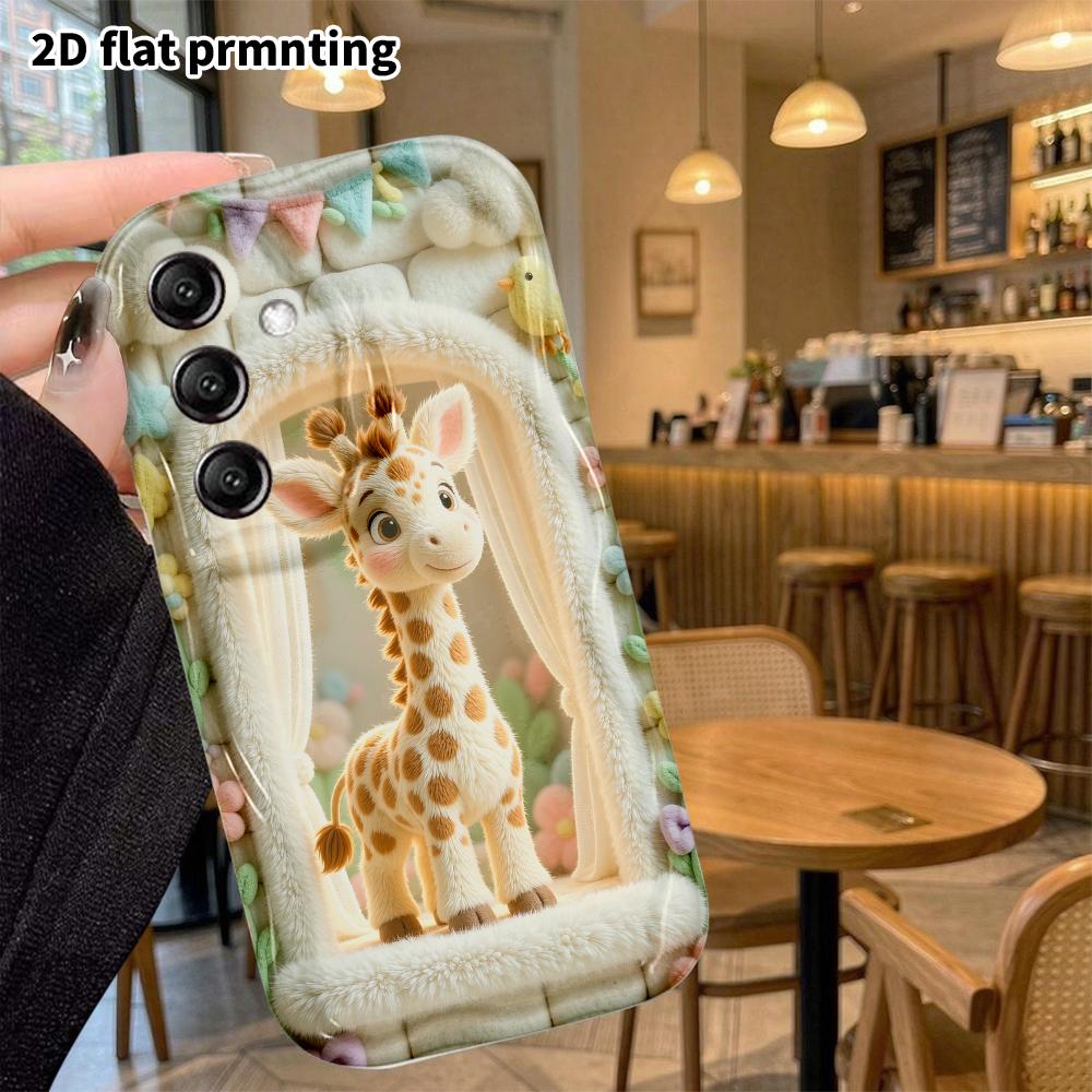 Phone Case: 2D flat, suitable for Samsung Galaxy A34 A35 M05 M06 S20 S22 S21 FE Plus 5G protective case, window-side giraffe, perfect Christmas and Ha