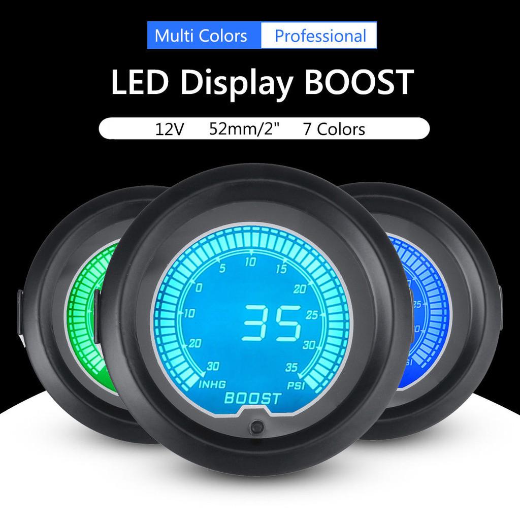 Цвета 7 Черный Цифровой ЖК-дисплей Датчик наддува для автомобилей Автомобильный приборный инструмент
