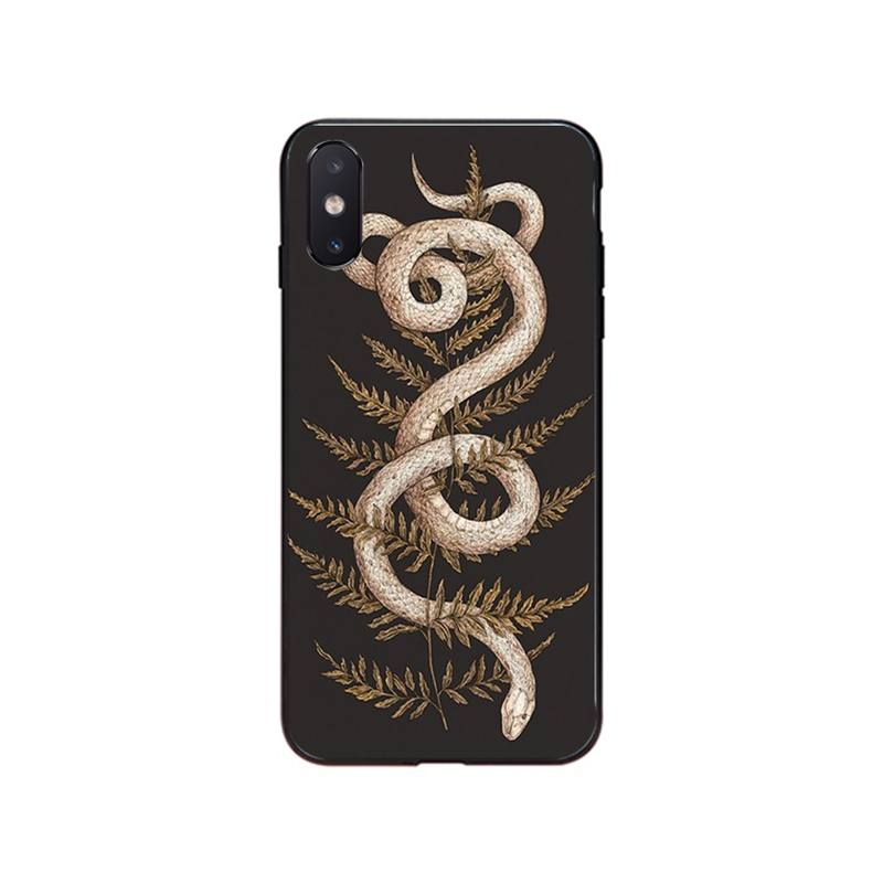 Чехол для телефона с изображением змеи и цветка для iPhone 13 12 11 Pro Max 13 12mini XS MAX X XR SE2 8 7 Plus