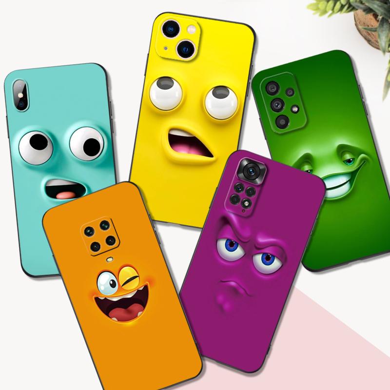 Черный чехол из ТПУ для Samsung Galaxy A50 50S A30S A10 A01 A11 A21S A31 A41 A51 A71 Чехол с забавным лицом, милый мультфильм