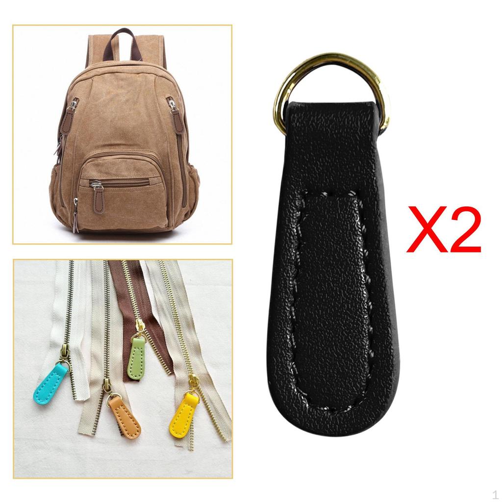 2 Pieces Zipper Pulls PU Leather Pull Strap Pullers for Bag Backpacks