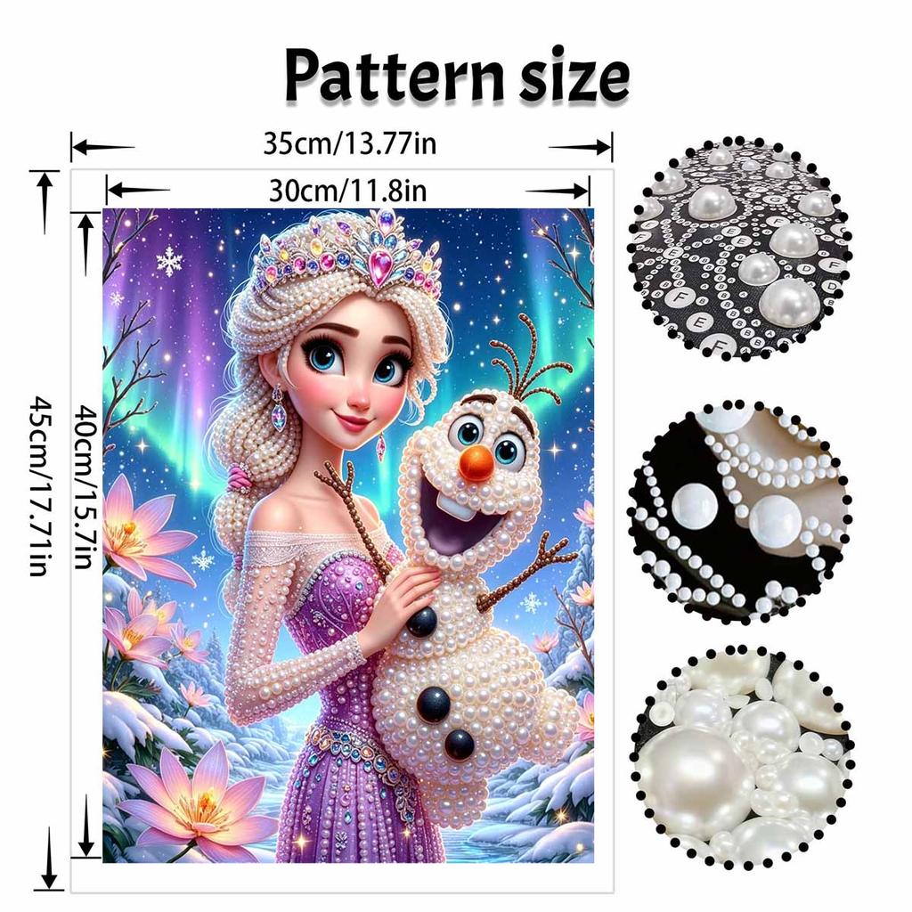 Disney Elsa pearl painting handmade diy pearl art painting simple living room hanging painting decoration with aurora and snowflakes