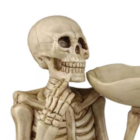 Хэллоуин Череп Конфетница Страшный Скелет Ключ Поднос для хранения фруктов и закусок Смола Панк Череп Декор для дома Столешница Вечеринка Бар