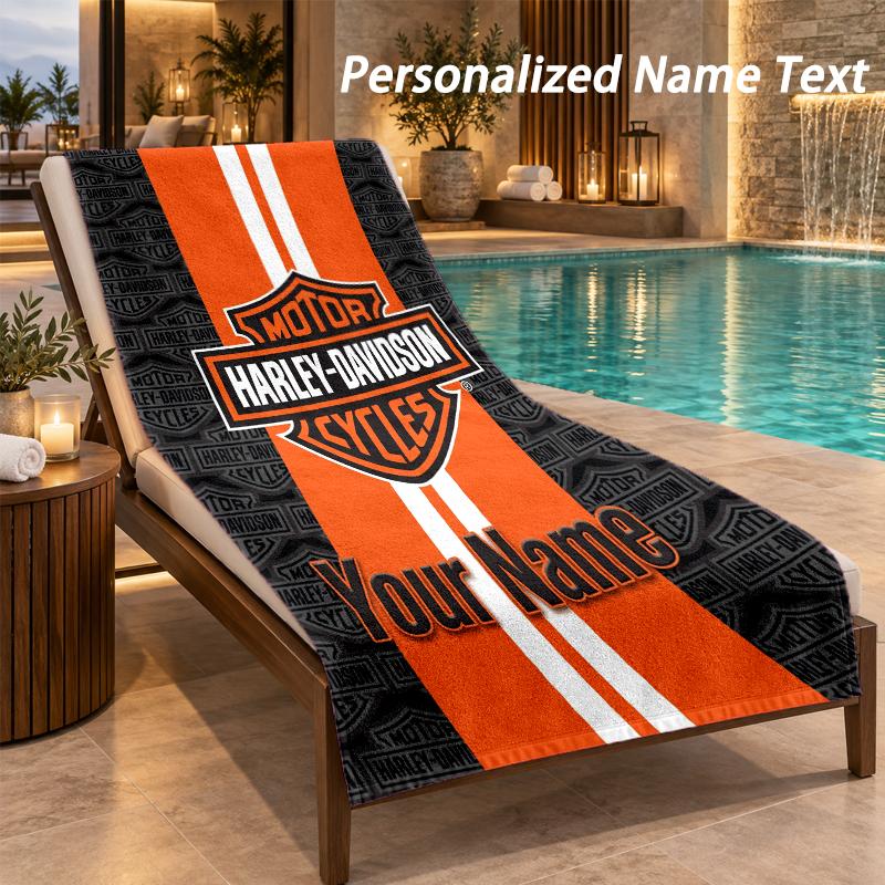 Пляжное полотенце с принтом Harley-Davidson и индивидуальным текстом, большое полотенце для дома, ванной комнаты, пляжа