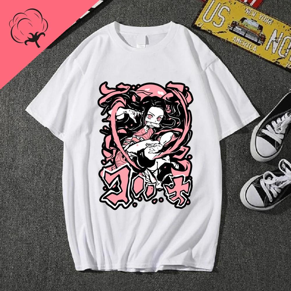 Casual Harajuku Tee Summer Demon Slayer Clothes Anime Cartoon T Shirt for Women Streetwear Print Cotton Tops Graphic T Shirts