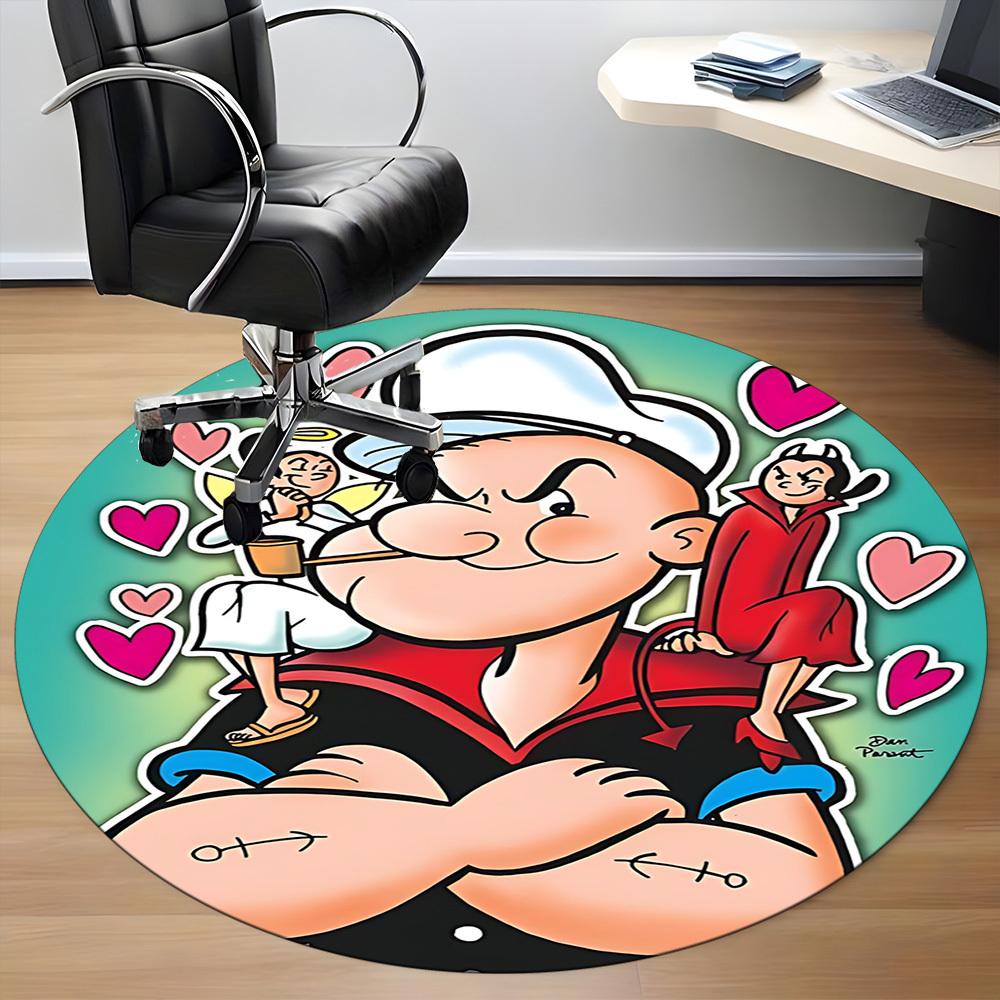 1pc Popeye Sailor Office Round Area Rug, Bedroom Living Room Home Decor, Room Deco, Offic a1016074