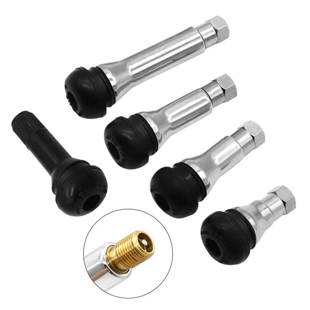 4Pcs Rubber Base Tubeless Valve Stem Metal Stem Snap-In Valve Stem Passenger Car Use