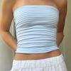 Women Cropped Tube Tops Strapless Off Shoulder Backless Short Tank Summer Party Club Striped/Solid Mini Vest New
