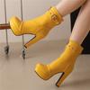 Fashion Fashion Ankle Boots For Women 2025 Autumn Winter High Heels Short Boots Female Platform Red Yellow White Zip Party Shoes 34-46