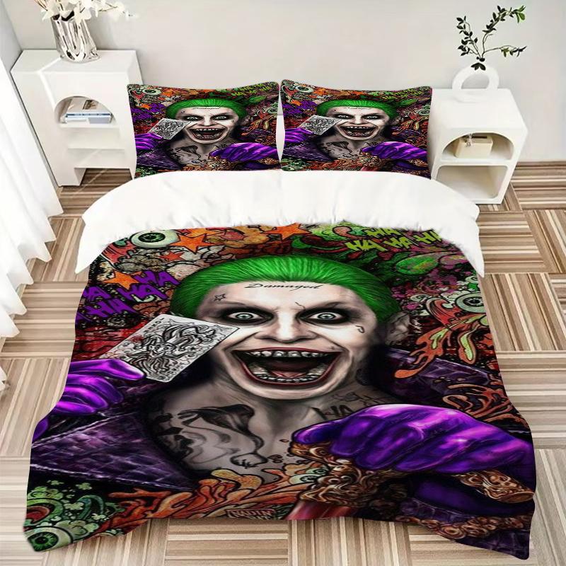 3Pcs Joker'S Chaos Colorful Land Bedding Set Soft Fabric Duvet Cover Pillowcases Home Christmas Xmas Halloween Gift 1 Duvet Cover 2 Pillowcase L1183