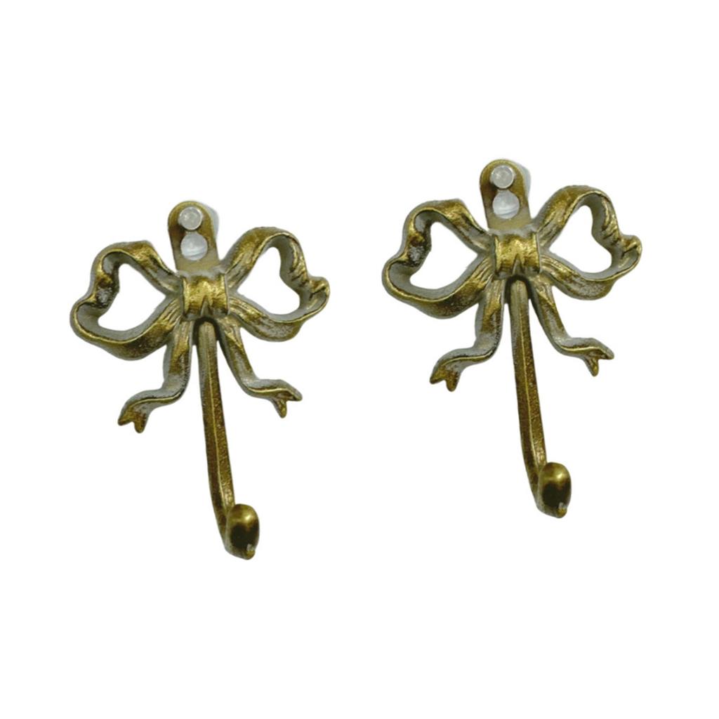 2 шт. Винтажный железный крючок-бантик, металлический декоративный настенный крючок, нержавеющий, вешалка для ванной комнаты для полотенца, пальто, органайзер для ключей