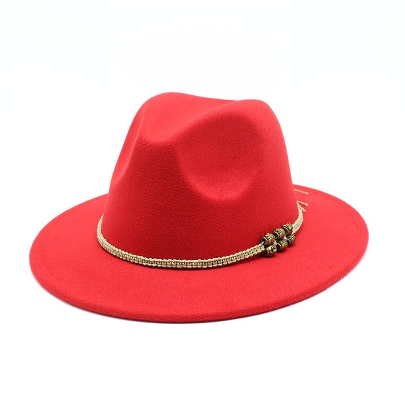 Autumn and winter British style men and women's new jazz woolen hat big eave hat classic fashion woolen hat