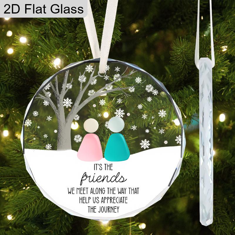 Стеклянное подвесное украшение «Друзья» с узором каменного голема - Прозрачные елочные верхушки с цитатами о дружбе - Идеальный рождественский подарок для друга