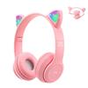 Megadream Kids' WirelessWired Headphones with 85 dB Safety Volume Limit, Microphone, Cat Ear LED Light Design, Bluetooth 5.0, 1m Wire Length, TF Card