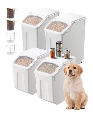Rice Storage Container, 3.5Gal/15Lx2 + 4.5Gal/20Lx2 Large Dog Food Dispenser Bin, Kitchen Ingredient Grain Cereal Bin