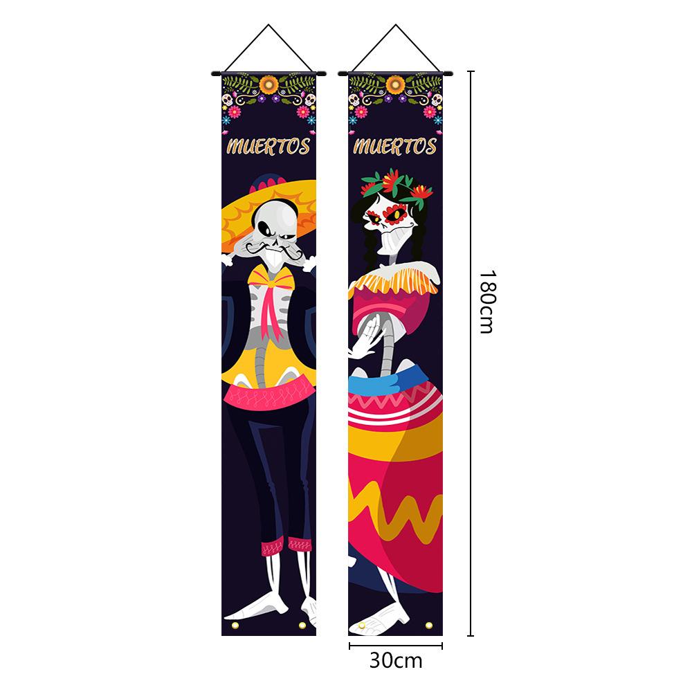 Хэллоуин Мексиканский День Мертвых Вечеринка Крыльцо Подвесной Дверной Занавес Баннер Подвесной Знак Крыльцо Домашний Хэллоуин Украшения Инструменты