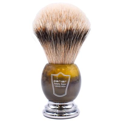 Parker Faux Horn Handle Silver Tip Barger Hair Shaving Brush with Stand Shaving Barber HHST 100% Mens [Товар]