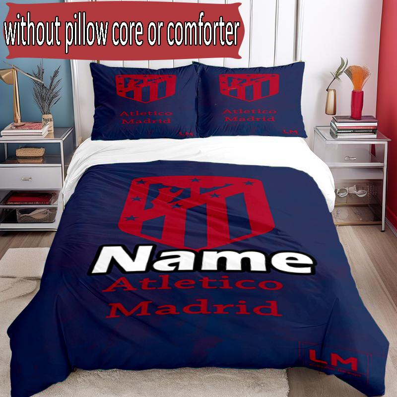 3pcs Duvet Cover Set (1*Duvet Cover + 2*Pillowcase, Without Core), Custom Name football team Pattern Bedding Set, Home Bedroom Decor Gift