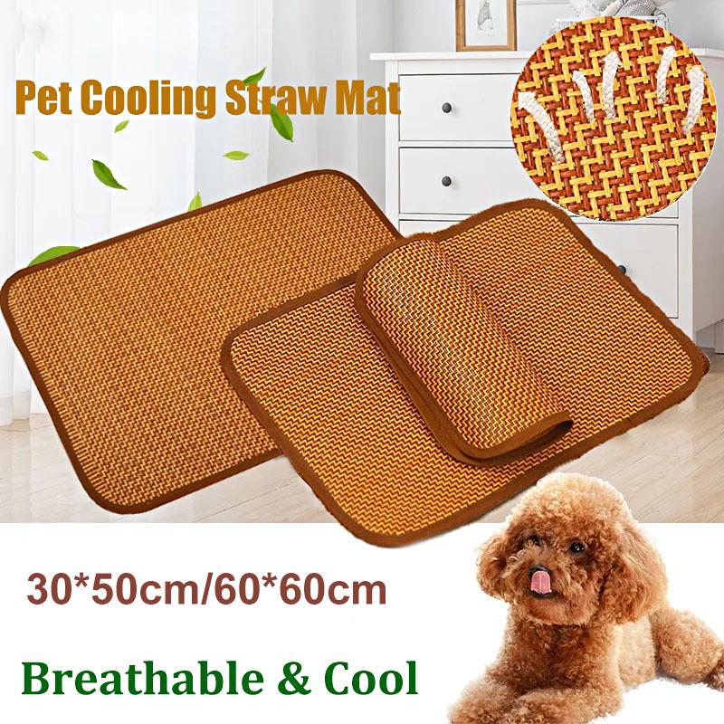 1шт охлаждающая подставка для кошек и щенков тканая кровать удобная для питомцев новая спальная подушка натуральная летняя кровать коврик ротанг