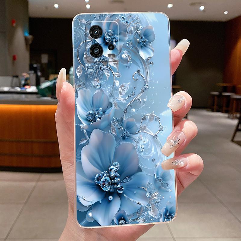 For Cover Motorola Moto G72 Case G 72 Flower design Clear Soft Silicone Back Funda Bumper For Moto G72 MotoG72 Phone Cases Coque