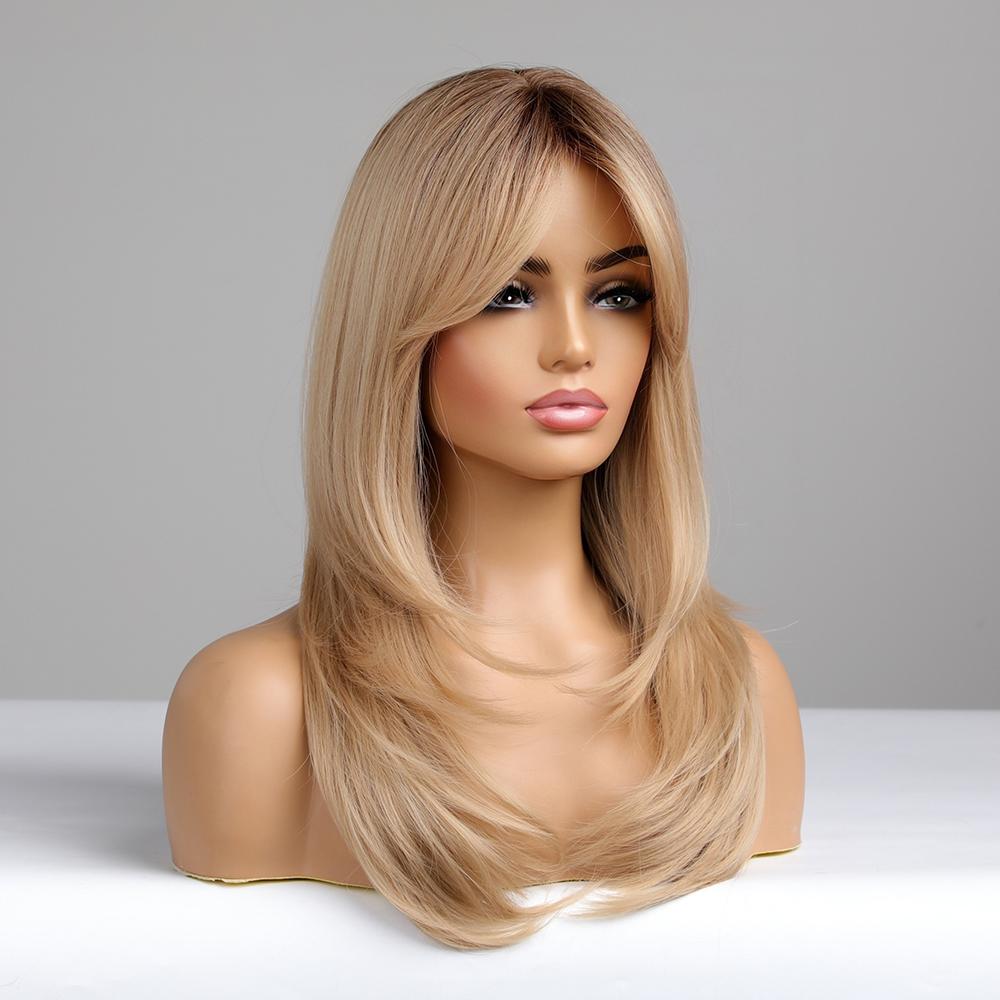 Long Straight Blonde Wig Bob Synthetic Wigs for Women Lolita Party Natural Wigs High Temperature Hair