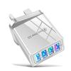4-портовое USB автомобильное зарядное устройство 3A со светодиодной подсветкой для спецификаций ЕС/США, совместимое с планшетами и телефонами