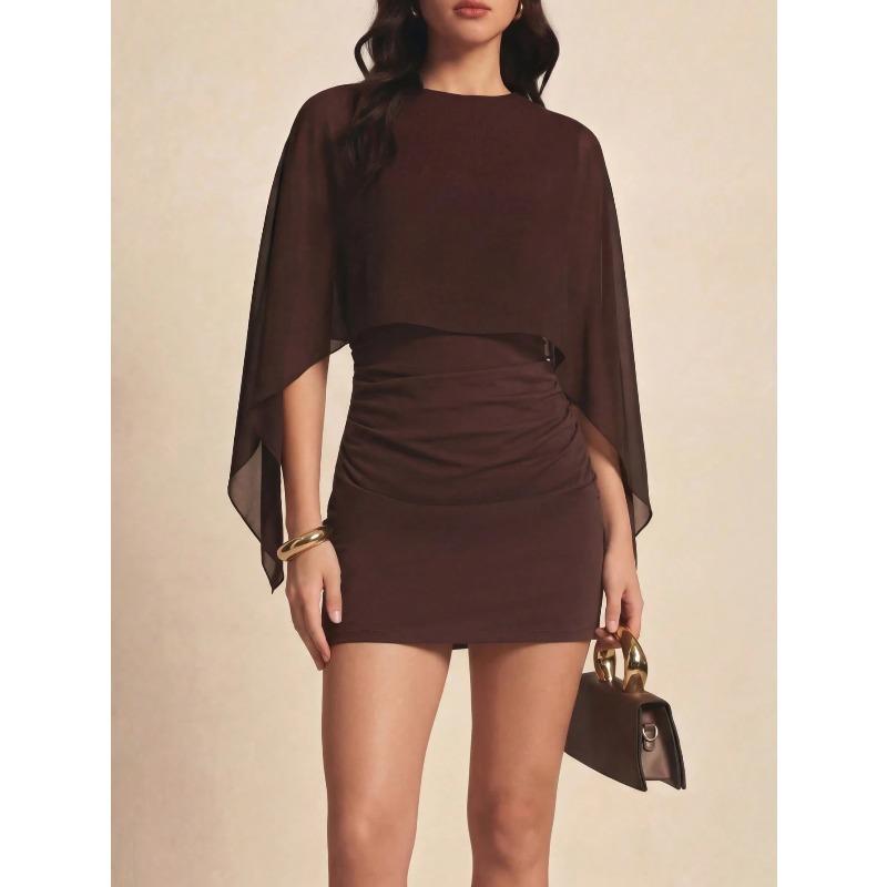 GMXIA Women's Fashion Summer Spring O-Neck Solid Color Print Casual Dresses
