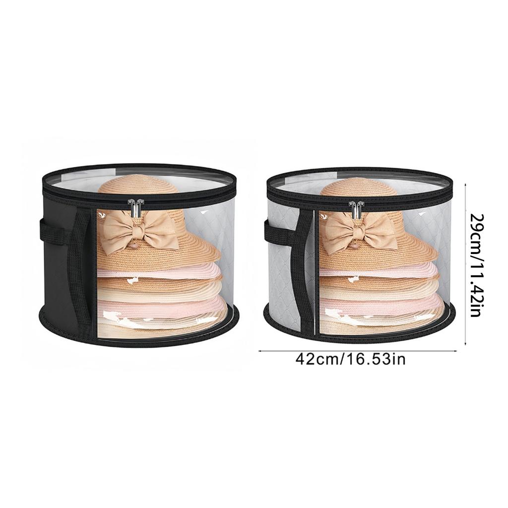 Hat Storage Bag for Efficient Organization Convenient Foldable Round Brim Caps Organizer with Handle and Clear Window